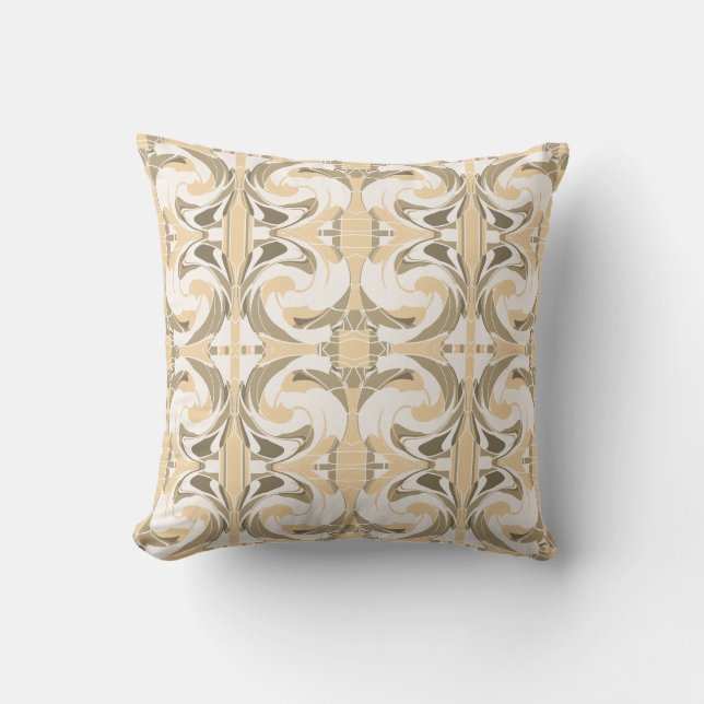 Coussin Tan Taupe Brown Blanc Floral Abstrait Petits Tuile (Recto)