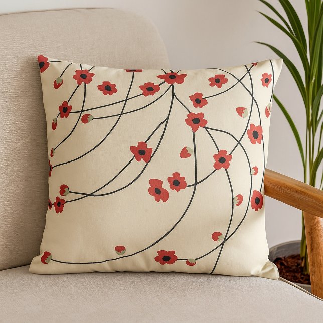 Coussin Tangée en Fleur Crimson rouge Vanille chaude (Créateur téléchargé)