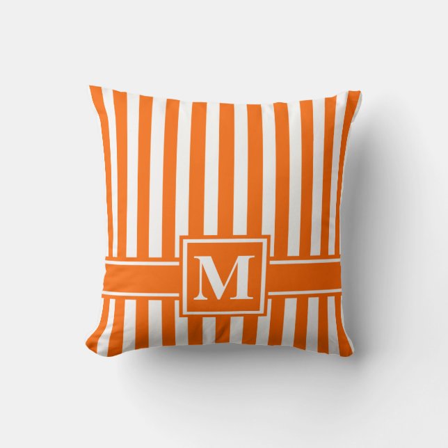 Coussin Tangerine Grille moderne avec Monogramme (Recto)