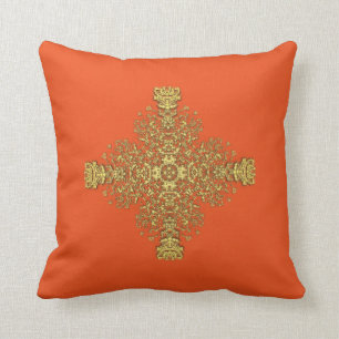 Coussin Tangerine Orange Gold Mélange Vintage Floral Dama