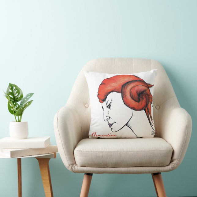Coussin Tangerine Orange Haired Woman Portrait Pop Art (Chaise)