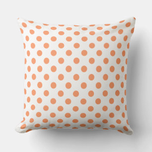 Coussin Tangerine Orange Points de Polka Cercles