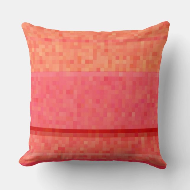 Coussin Tangerine orange rouge et rose blocs de pixels (Recto)