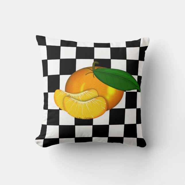 COUSSIN TANGERINE SUR LES CHECKERS (Recto)