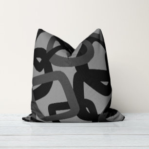 Coussin Tangle Carré Noir & Gris Charbon