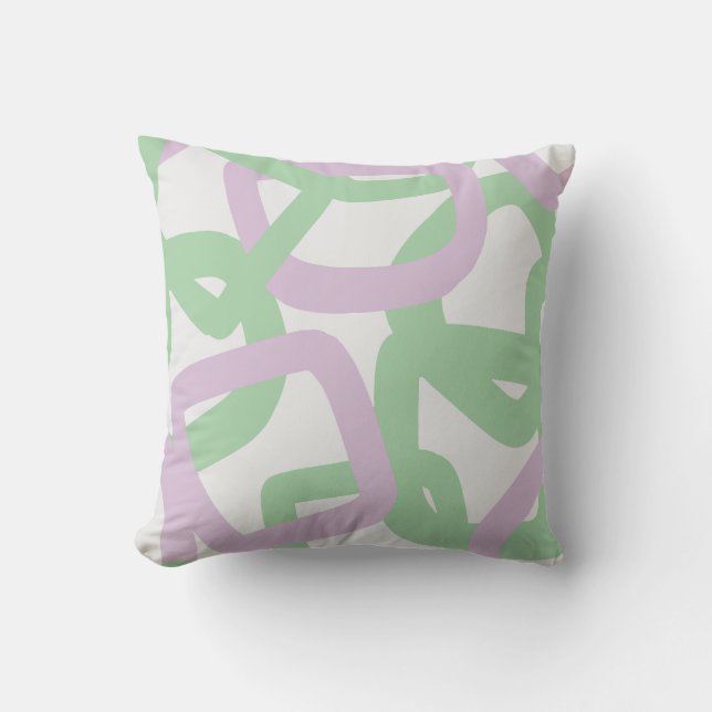 Coussin Tangle Carré Vert Menthe et Lavande (Recto)