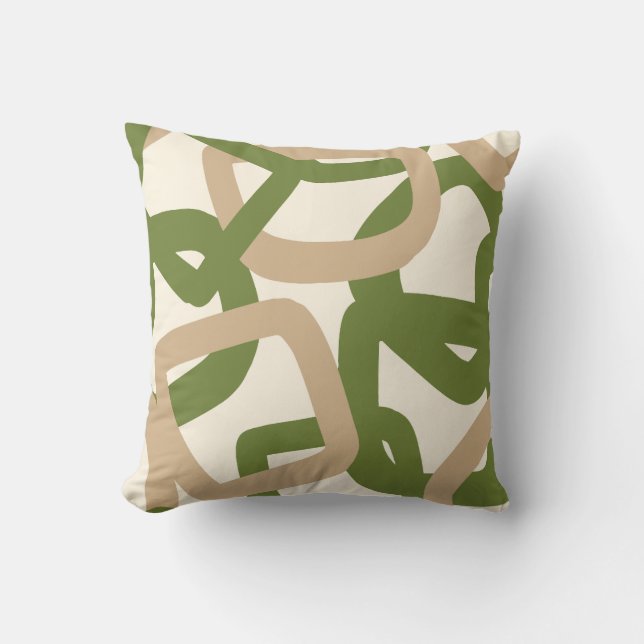 Coussin Tangle Carré Vert Olive (Recto)