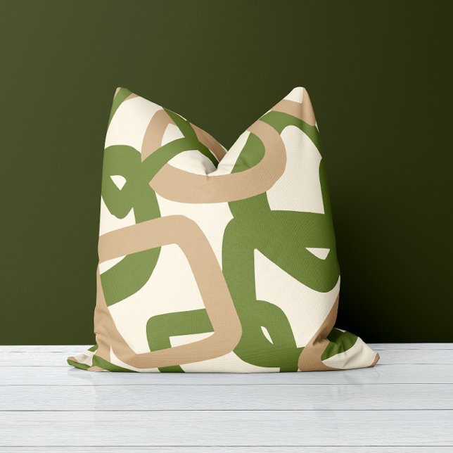 Coussin Tangle Carré Vert Olive (Créateur téléchargé)