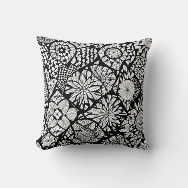 Coussin Tangle noir et blanc (Recto)