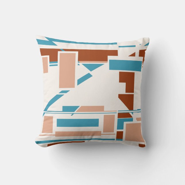 Coussin Tannish Rust Turquoise Beige Sud-Ouest Art Look (Recto)