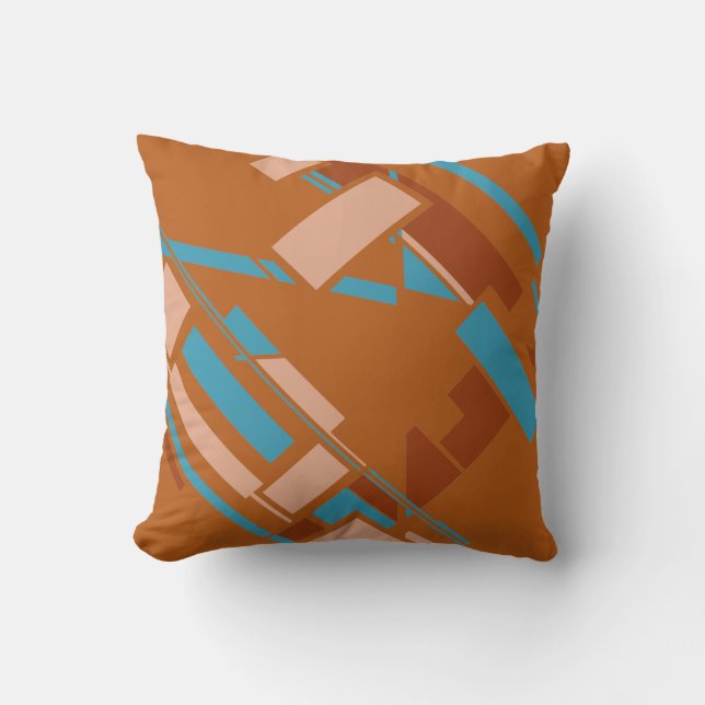 Coussin Tannish Rust Turquoise Orange Sud-Ouest Diagonal (Recto)