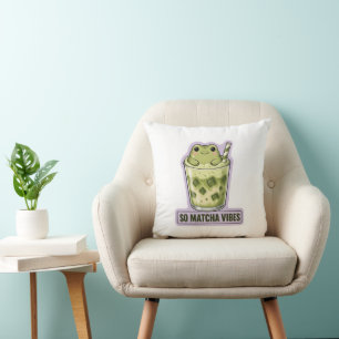 Coussin Tant de Vibes Matcha Mignon Grenouille Kawaii Mème