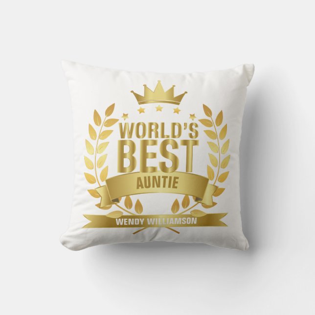 Coussin Tante la meilleure du monde, Tante Gold Fun (Recto)