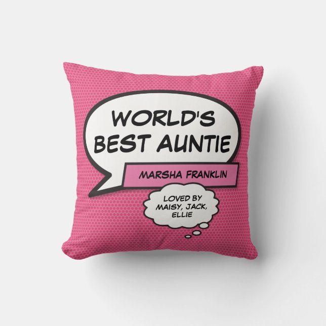 Coussin Tante la plus cool du monde Tata Cool Drôle Bande  (Recto)