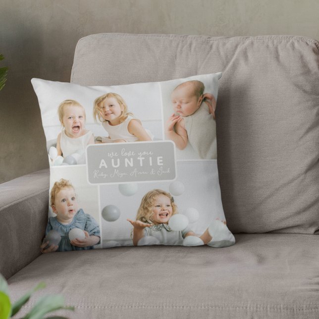 Coussin Tante Moderne 4 Photo Grise (Créateur téléchargé)