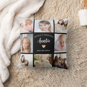 Coussin Tante moderne Photo personnalisée Collage Coeur ro