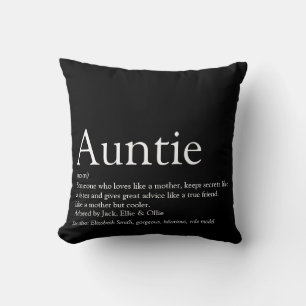 Coussin Tante préférée, Tante Définition Noir et Blanc