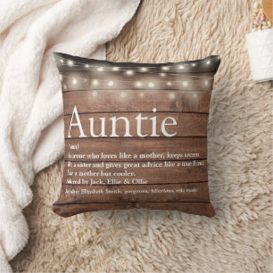 Coussin Tante Tante Définition Chaîne Lumières Bois rustiq