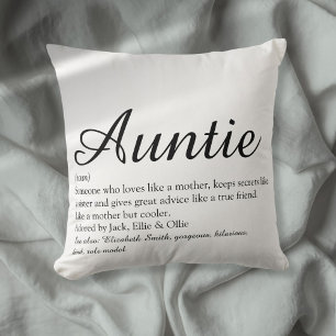Coussin Tante Tatie Définition Chic Script Noir et Blanc