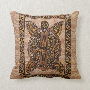 Coussin Tapa hawaïen primitif de tatouage de Honu