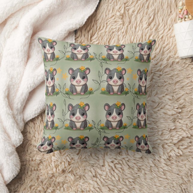 Coussin Tapir imprimé floral jaune (Couverture)