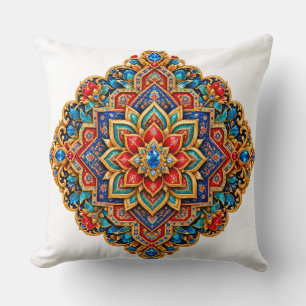 Coussin Tapis Afghan Luxueux Vibrant Motif Culturel Coussi