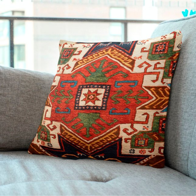 Coussin Tapis Kilim d'Anatolie centrale Konya Rouge Brûlé (Créateur téléchargé)