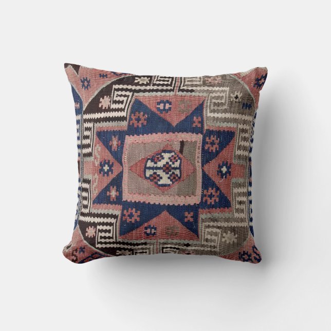 Coussin Tapis Kilim Rouge Antique Oriental (Recto)