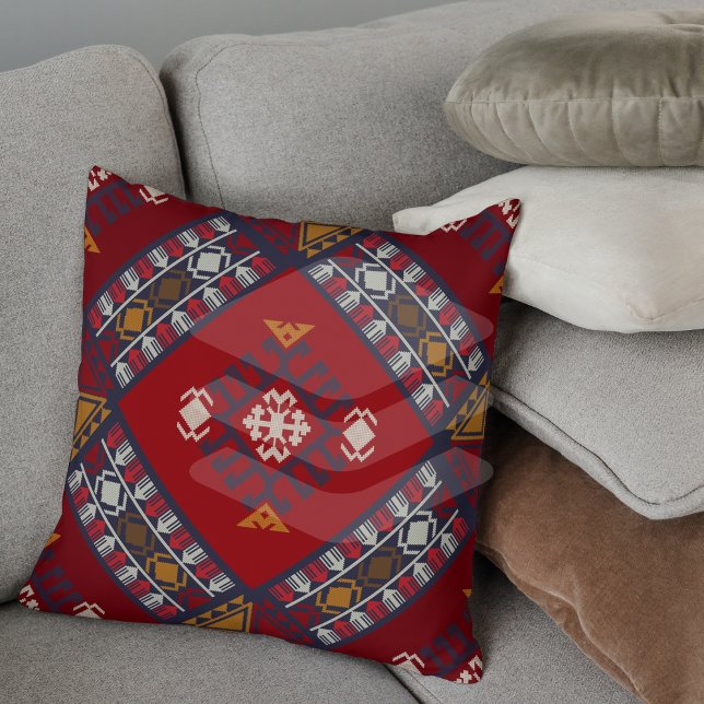 Coussin Tapis kilim turc rouge profond oriental (Créateur téléchargé)
