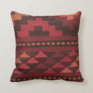 Coussin Tapis marocain, tons bordeaux, style sud-ouest