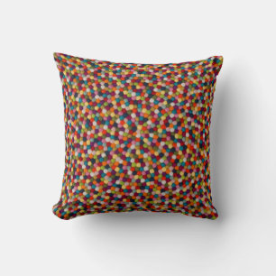 Coussin Tapis Mosaïque de Boules de Feutre Arc-en-Ciel