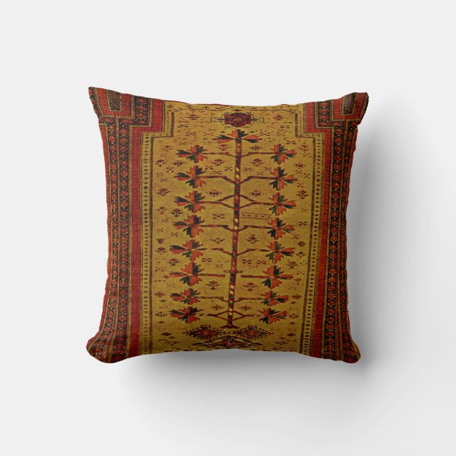 Coussin Tapis Oriental avec feuilles géométriques - au cha (Recto)