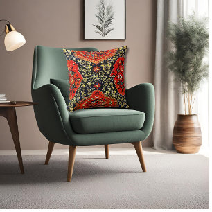 Coussin Tapis oriental en bleu&orange