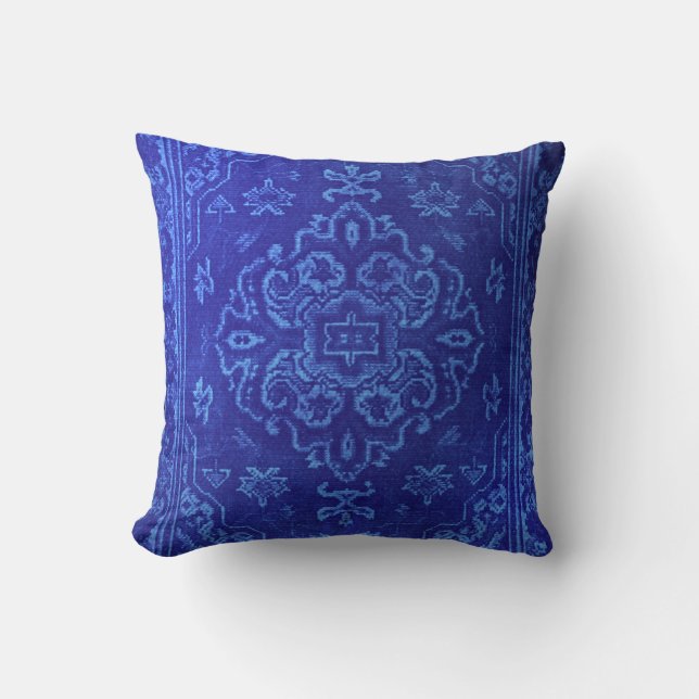 Coussin Tapis persan look bleu (Recto)