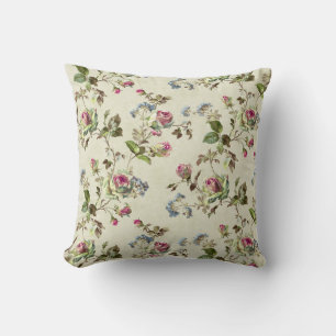 Coussin Tapisser vintage anglais rose botanique esthétique