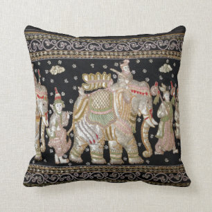 Coussin Tapisserie antique d'éléphant