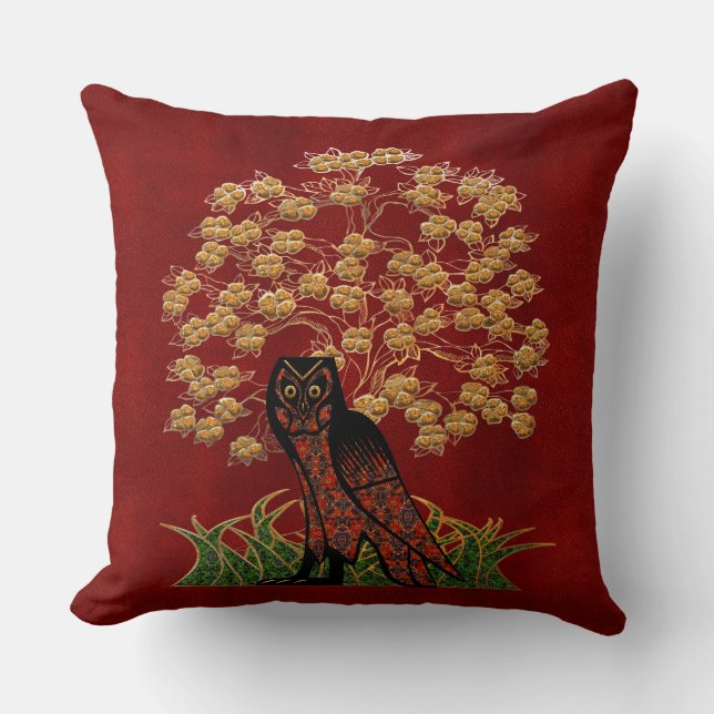 Coussin Tapisserie de hibou (Recto)