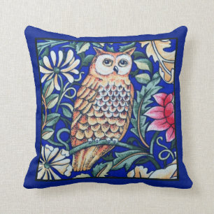 Coussin Tapisserie de hibou de William Morris, beige et