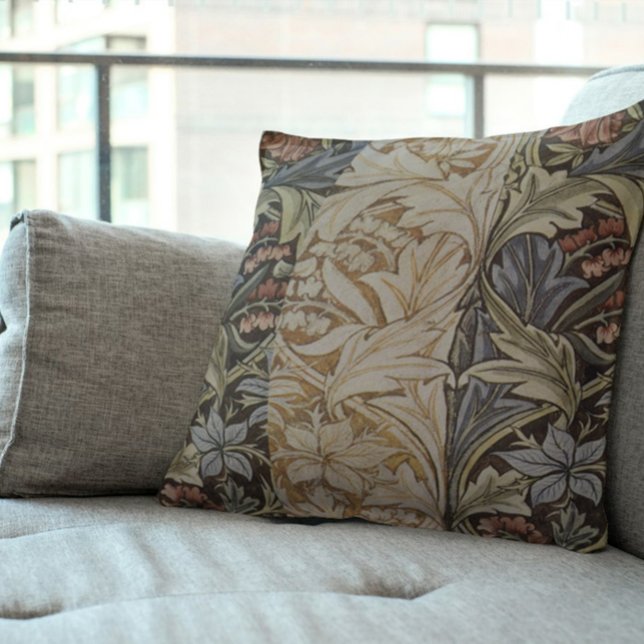 Coussin Tapisserie de Jacinthe de William Morris Botanique (Example of William Morris Bluebell pillow in a room)