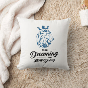 Coussin Tapisserie de lion citation motivationnelle