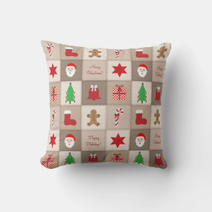 Coussin Tapisserie de Noël - Fond Tons Beige