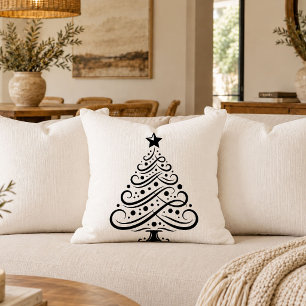 Coussin Tapisserie décorative de contour d'arbre de Noël m