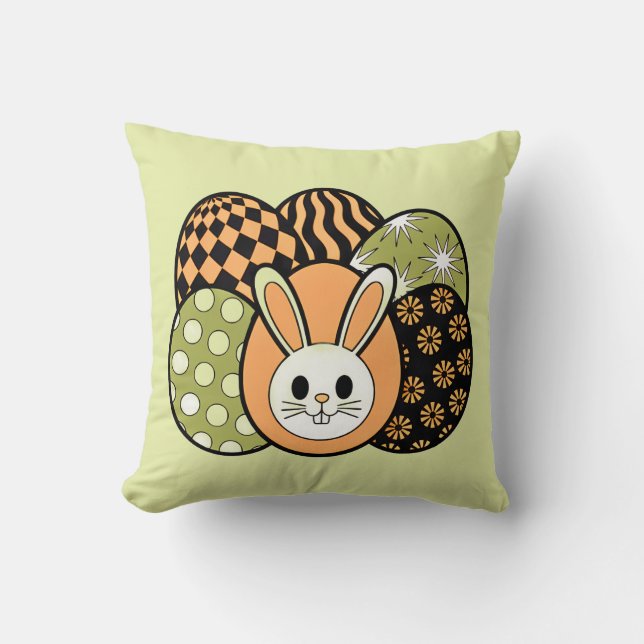 Coussin Tapisserie décorative rétro lapin de Pâques (Recto)