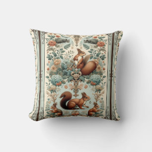 Coussin Tapisserie d'écureuil de la forêt victorienne