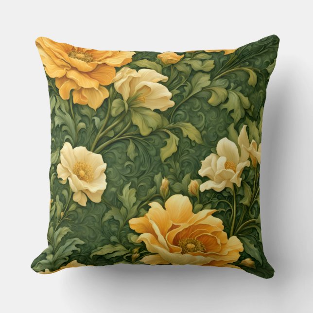Coussin Tapisserie florale dorée  (Recto)