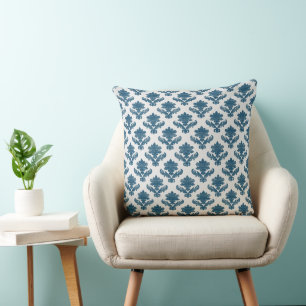 Coussin Tapisserie Française Bleu et Blanc