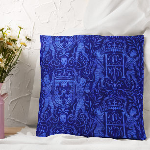 Coussin Tapisserie médiévale Bleu de Cobalt riche