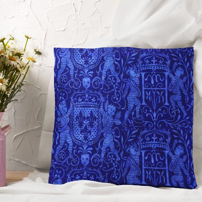 Coussin Tapisserie médiévale Bleu de Cobalt riche (Créateur téléchargé)