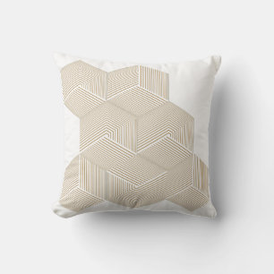 Coussin Tapisserie moderne beige à motif géométrique en ni