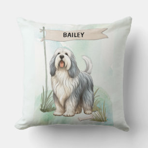 Coussin Tapisserie personnalisée à l'aquarelle du chien de